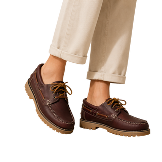 NÁUTICOS CLÁSICOS BENAVENTE UNISEX  CORDONES PIEL PULL CAMEL