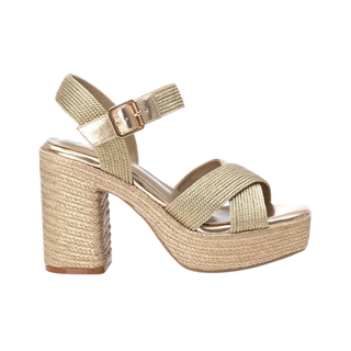 MUJER SANDALIA FIESTA TEXTIL ORO