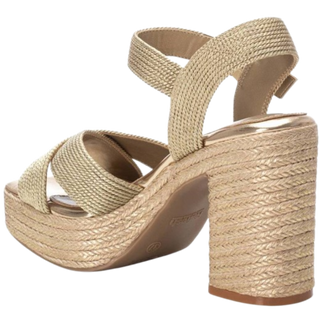 MUJER SANDALIA FIESTA TEXTIL ORO