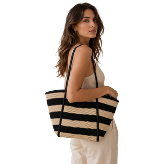 ACCESORIO BOLSOS DIARIO  RAPUR RAYAS NEGRO GRANDE