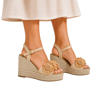 MUJER SANDALIA CUÑA VALERIA BEIGE