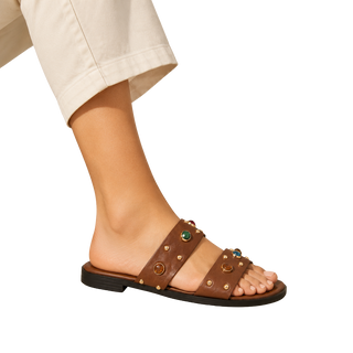 MUJER  SANDALIA PLANA MARÉ CAMEL