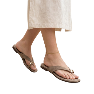 MUJER  SANDALIA PLANA MUNA KAKI