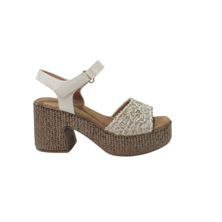 MUJER SANDALIA RAFIA BLANCO