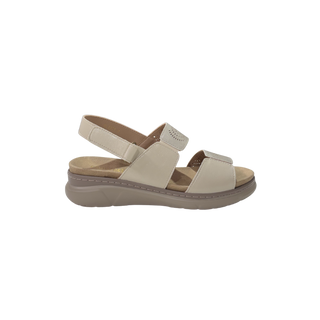 MUJER SANDALIA BEIGE ELASTICO TROQUELADO