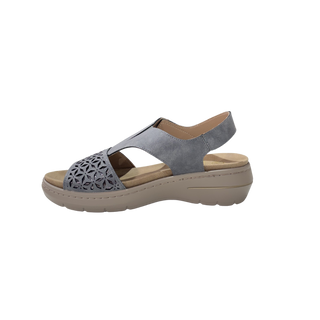 MUJER SANDALIA CUÑA PICADA FLOR JEANS
