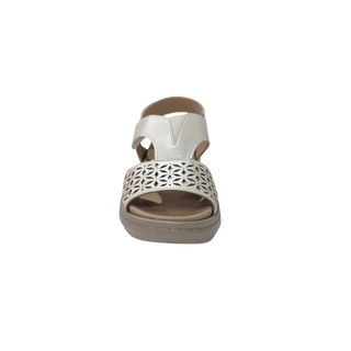 MUJER SANDALIA CUÑA PICADA FLOR BLANCO