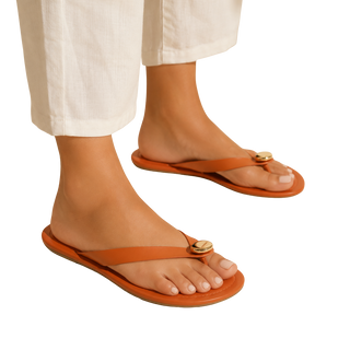 MUJER SANDALIA PLANA PERLA NARANJA