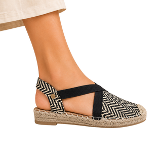 MUJER ESPARTO PLANA AMALFI NEGRO