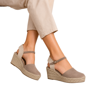 MUJER  ESPARTO CUÑA BEIGE