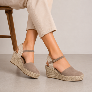 MUJER  ESPARTO CUÑA BEIGE