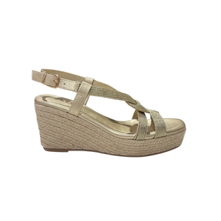 MUJER SANDALIA CUÑA AMAPOLA - TEX. ORO