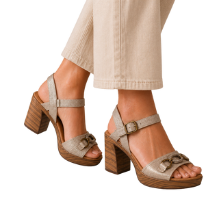 MUJER SANDALIA TACON  AUREVA ORO