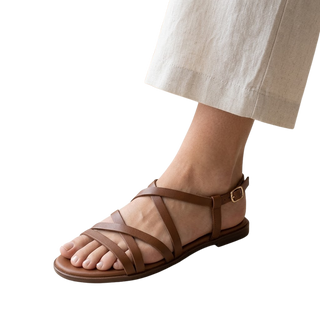 MUJER  SANDALIA PLANA ATENEA ROBLE