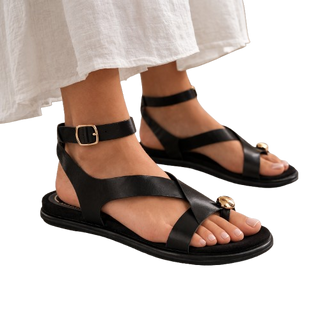 MUJER SPL SANDALIA PLANA COTTON NEGRO