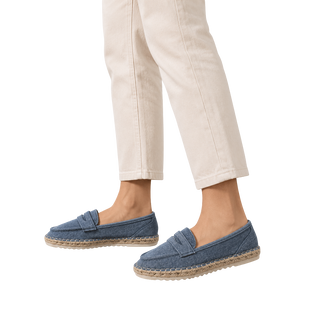 MUJER MOCASIN ESPARTO AZUL