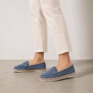 MUJER MOCASIN ESPARTO AZUL