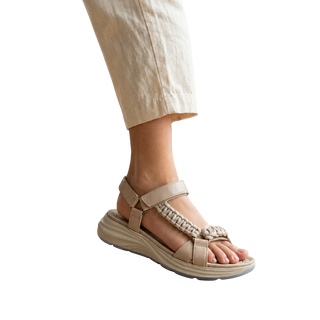 MUJER SANDALIA COMODO  BEIGE CUERDA