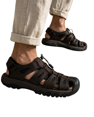 HOMBRE SANDALIA PIEL MARRON