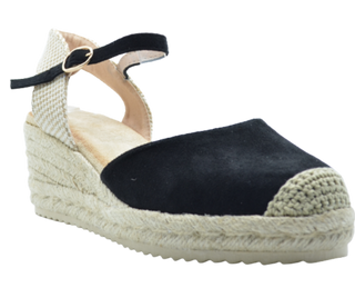 CUÑA ESPARTO ABRIL PLANTILLA MEMORY FOAM NEGRO