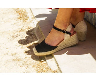 CUÑA ESPARTO ABRIL PLANTILLA MEMORY FOAM NEGRO