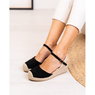 CUÑA ESPARTO ABRIL PLANTILLA MEMORY FOAM NEGRO