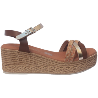 SANDALIA CUÑA COIN ROBLE