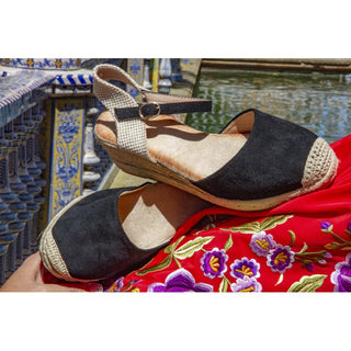 CUÑA ESPARTO ABRIL PLANTILLA MEMORY FOAM NEGRO