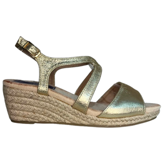 SANDALIA CUÑA DE ESPARTO CANDI ORO