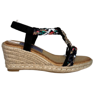 SANDALIA CUÑA LUA NEGRO