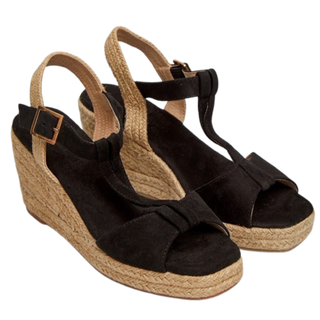 SANDALIA CUÑA SOLERA NEGRA PLANTILLA MEMORY FOAM