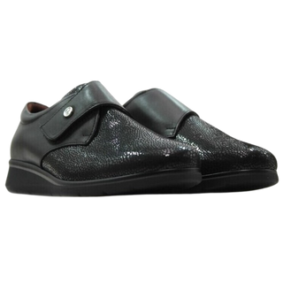 ZAPATOS COMODOS PITILLOS BLUCHER CORREA CON LYCRA NEGRO