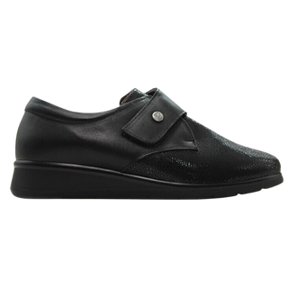 ZAPATOS COMODOS PITILLOS BLUCHER CORREA CON LYCRA NEGRO