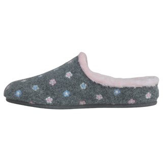 ZAPATILLAS PARA EL HOGAR "FLOWERS" (ZUECO RIBETE) GRIS