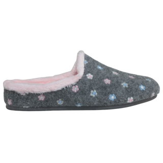 ZAPATILLAS PARA EL HOGAR "FLOWERS" (ZUECO RIBETE) GRIS