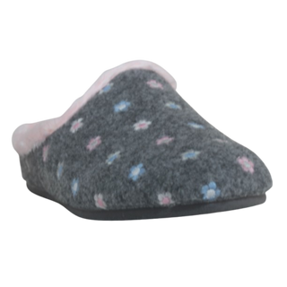 ZAPATILLAS PARA EL HOGAR "FLOWERS" (ZUECO RIBETE) GRIS