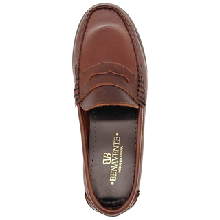 ZAPATO MOCASÍN MARCA BENAVENTE PIEL ANTIFAZ PISO GOMA CASTAÑA