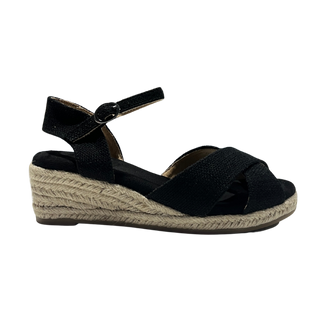SANDALIA CUÑA DE ESPARTO ALDARA NEGRO