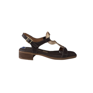 MUJER SANDALIA PIEL  TACON JAZMIN MARRON COMBI