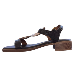MUJER SANDALIA PIEL  TACON JAZMIN MARRON COMBI