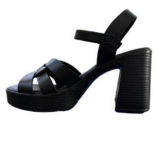 MUJER SANDALIA PIEL  TACON ILENA NEGRO
